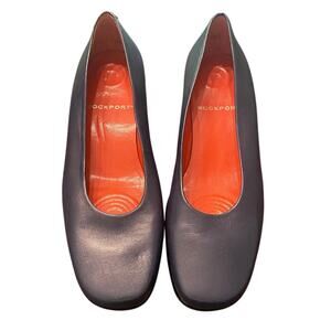 Rockport Total Motion Ballet Flats Navy Blue Leather Low Heel Comfort Sz 7W Wide